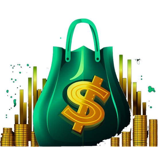 Logo showing  money bag